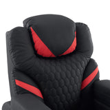 Dossier et appui-tête du fauteuil de salon Game Sport RX en noir et rouge avec surpiqûres en nid d'abeille de hjh OFFICE