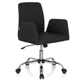 Siège de bureau à domicile FLOW noir avec accoudoirs et pied à cinq roulettes brillant de hjh OFFICE – vue à 360° (vue de trois quarts avant 40°)