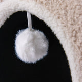 Pompon blanc sur une grotte pour chat PAWY EB beige de hjh LIVING