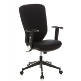 Siège de bureau de qualité professionnelle TRAFFIC 30 noir avec accoudoirs et base à cinq roulettes de hjh OFFICE – vue à 360° (vue de trois quarts avant 40°)