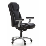 Siège de direction professionnelle EMBASSY 200 L noir avec accoudoirs et base argentée à cinq roulettes de hjh OFFICE – vue à 360° (vue de trois quarts avant 60°)