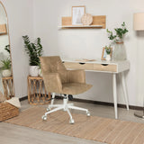 Beiger Homeoffice-Bürostuhl SOLAO LIFE W mit weißem Fußkreuz und Rollen von hjh LIVING