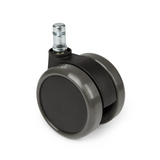 Roulettes 5x ROLO 11mm/65mm noires pour sols durs avec tige métallique de hjh OFFICE – vue à 360° (vue de face 0°)