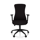 Siège de bureau de qualité professionnelle OFFICE XT PRO noir avec accoudoirs et base à cinq roulettes de hjh OFFICE – vue à 360° (vue de face 0°)