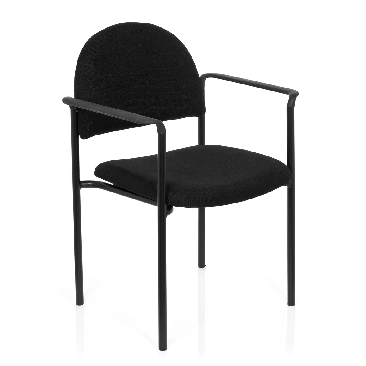 Chaise à quatre pieds XT 700 noire avec accoudoirs et assise rembourrée de hjh OFFICE – vue à 360° (vue de trois quarts avant 40°)