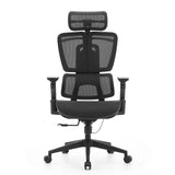 Siège de bureau de qualité professionnelle Ergo U2 Pro3 noir avec dossier en maille, accoudoirs et base à cinq roulettes de hjh OFFICE – vue à 360° (vue de face 0°)
