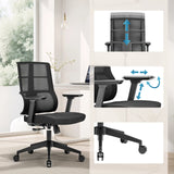 Fonctions réglables du Siège de bureau de qualité professionnelle SPINIO avec accoudoirs et vérin à gaz de hjh OFFICE