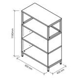 Dessin technique de l'étagère FlexWall de 800 x 400 mm et d'une hauteur de 1180 mm de hjh OFFICE PRO