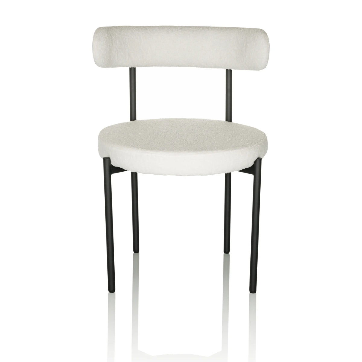 Chaise rembourrée blanche TEDIO avec assise et dossier arrondis et pieds noirs de hjh OFFICE – vue à 360° (vue de face 0°)