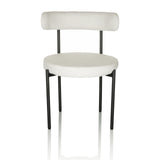 Chaise rembourrée blanche TEDIO avec assise et dossier arrondis et pieds noirs de hjh OFFICE – vue à 360° (vue de face 0°)