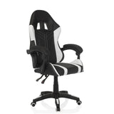 Fauteuil Gamer GAMEBREAKER W02 noir et blanc avec pied à cinq roulettes de MyBuero – vue à 360° (vue de trois quarts avant 45°)