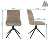 Dessin coté de la Chaise rembourrée TARVISO I avec une hauteur totale de 89 cm et une largeur d'assise de 44 cm de hjh LIVING