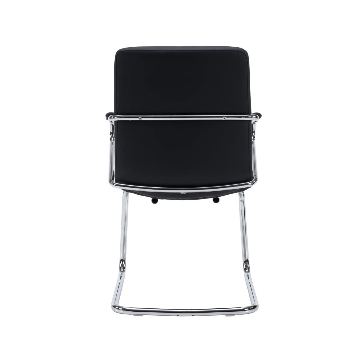 Vue arrière de la chaise cantilever Rovento V avec revêtement noir et structure chromée de hjh OFFICE