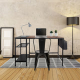 Bureau WORKSPACE H I en noir et marron avec étagère et rangement intégrés de hjh OFFICE