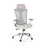 Siège de bureau de qualité professionnelle FALEO W gris avec dossier en maille et piètement à cinq roulettes de hjh OFFICE – vue à 360° (vue de face 15°)