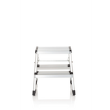 Échelle pliante SOLID VI en aluminium argenté à deux marches de hjh OFFICE – vue à 360° (vue de face 0°)
