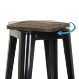 Assise pivotante en bois du tabouret de bar VANTAGGIO HIGH WS en noir de hjh OFFICE