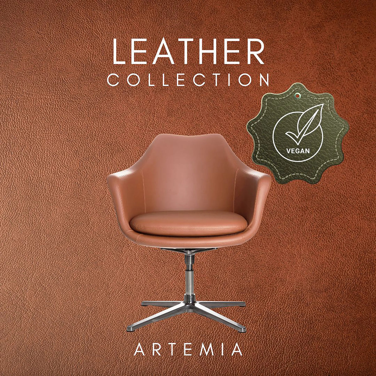 Fauteuil de salon ARTEMIA marron avec piétement en étoile à quatre branches et label vegan de hjh OFFICE