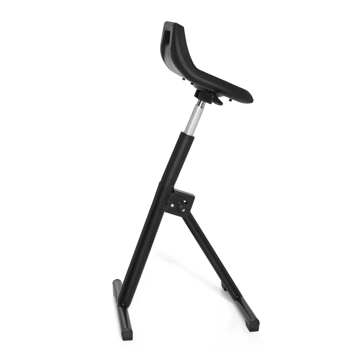 Siège assis-debout TOP WORK 31 noir avec coque d'assise et pied en T de hjh OFFICE – vue à 360° (vue de profil 100°)