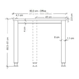 Dessin coté du bureau QUEO 16 S de la gamme QUEO d'une largeur de 80,0 cm de hjh OFFICE PRO