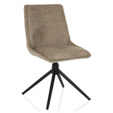 Chaise rembourrée beige TARVISO I avec piètement quatre étoiles noir de hjh LIVING – vue à 360° (vue de face 15°)