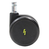 Roulettes 5x ROLO ESD 11mm/65mm noires pour sols durs avec goupille métallique et symbole d'éclair jaune de hjh OFFICE