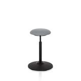 Siège assis-debout BALANCE SIT gris avec assise ronde et pied noir de hjh OFFICE – vue à 360° (vue de face 20°)