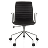 Siège de direction de luxe VEMONA 30 noir avec surpiqûres croisées, accoudoirs et base à cinq roulettes de hjh OFFICE – vue à 360° (vue de face 0°)