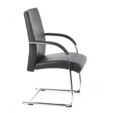 Chaises cantilever BAROLO V noires avec accoudoirs et piètement luge chromé de hjh OFFICE – vue à 360° (vue de profil 80°)