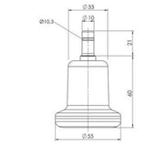 Dessin technique des Patins de chaise 5 x STAND Nr. 10 d'un diamètre de 55 mm de hjh OFFICE