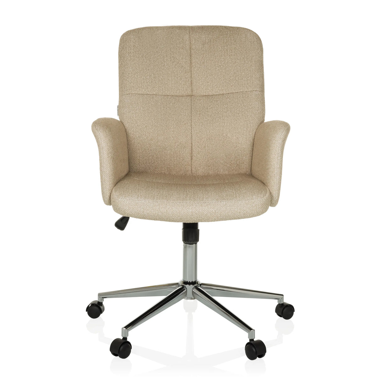 Siège de bureau à domicile SOLAO 400 beige avec accoudoirs rembourrés et base à cinq roulettes de hjh OFFICE – vue à 360° (vue de face 0°)