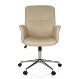 Siège de bureau à domicile SOLAO 400 beige avec accoudoirs rembourrés et base à cinq roulettes de hjh OFFICE – vue à 360° (vue de face 0°)