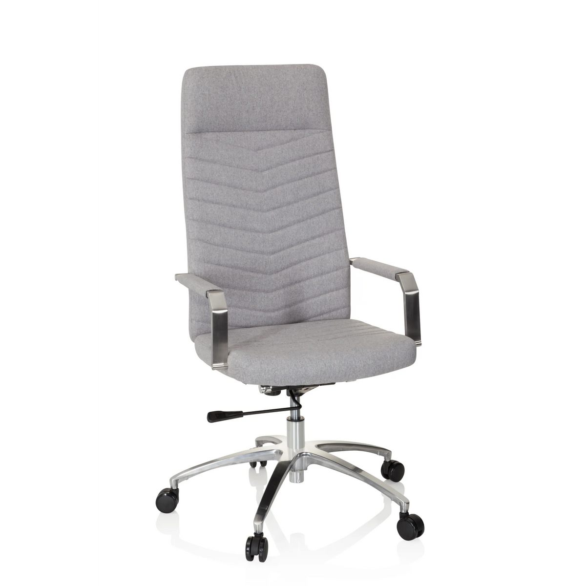 Siège de bureau à domicile SARANTO PLUS gris clair avec accoudoirs et piètement à cinq roulettes de hjh OFFICE – vue à 360° (vue de face 20°)