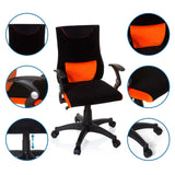 Chaise pivotante pour des enfants KIDDY PRO AL en noir-orange avec vues détaillées des accoudoirs et du pied en étoile de hjh OFFICE