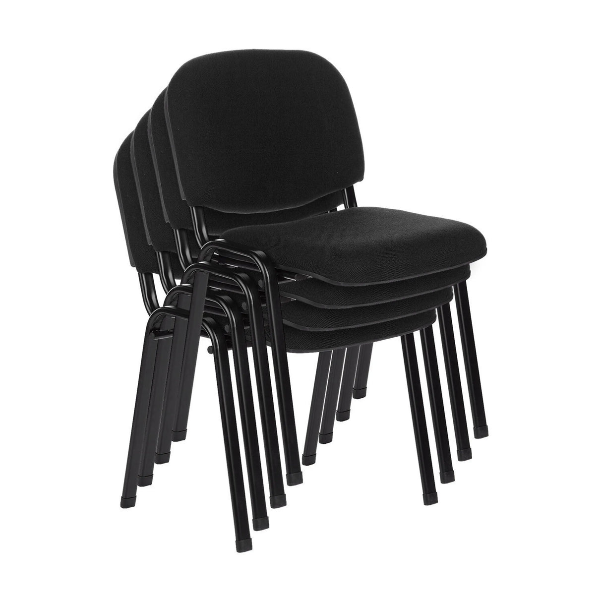 Viererpack stapelbarer Vierfußstühle XT 600 in Schwarz mit schwarzem Gestell von hjh OFFICE
