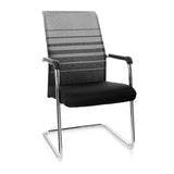 Chaise cantilever FALCONE V noir et gris avec dossier en maille, accoudoirs et piètement luge de hjh OFFICE – vue à 360° (vue de face 20°)