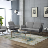 Canapé lounge LAGUN gris clair trois places avec pieds métalliques fins de hjh OFFICE