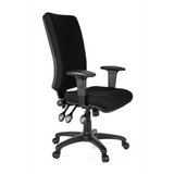 Siège de bureau de qualité professionnelle ZENIT HIGH noir avec accoudoirs et base à cinq roulettes de hjh OFFICE – vue à 360° (vue de trois quarts avant 60°)