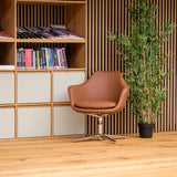 Fauteuil de salon ARTEMIA marron avec coque incurvée et piétement quatre étoiles de hjh OFFICE