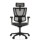 Siège de direction de luxe ERGOHUMAN SLIM ECO M GEN2 noir avec dossier en maille et base à cinq roulettes de hjh OFFICE – vue à 360° (vue de face 0°)