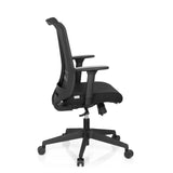 Siège de bureau de qualité professionnelle CONISTON noir avec dossier en maille et pied à cinq roulettes de hjh OFFICE – vue à 360° (vue de profil 100°)