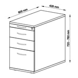 Dessin technique du Caisson stationnaire SIGNA SC40 de 800 × 428 mm de hjh OFFICE PRO