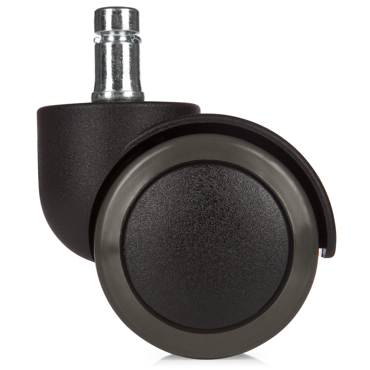 Roulettes 5x ROLO 11mm/50mm noires pour sols durs avec tige en métal argenté de hjh OFFICE – vue à 360° (vue arrière 180°)