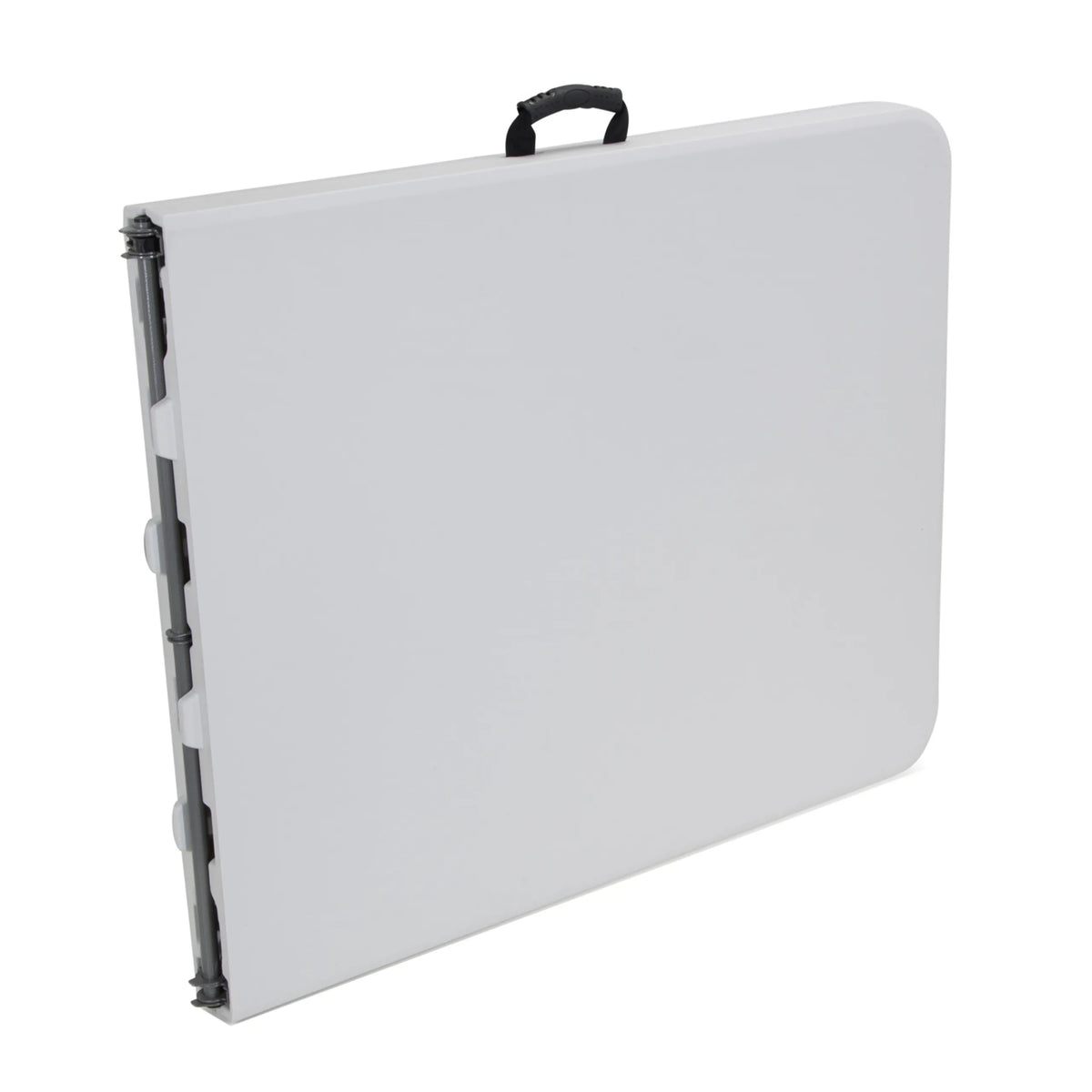 Table pliante EASY UP MULTI II pliée en blanc, dimensions 152 x 70 cm, avec poignée de transport de hjh OFFICE