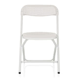 Chaise d'extérieur blanche TUDELA XXL PRO W avec assise et dossier perforés de hjh OFFICE – vue à 360° (vue de face 0°)