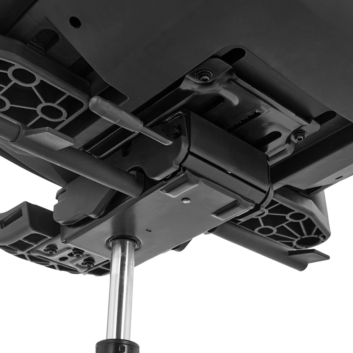 Dessous du mécanisme d'assise avec vérin à gaz du siège de bureau de qualité professionnelle Ergo U2 Flex3 en noir de hjh OFFICE
