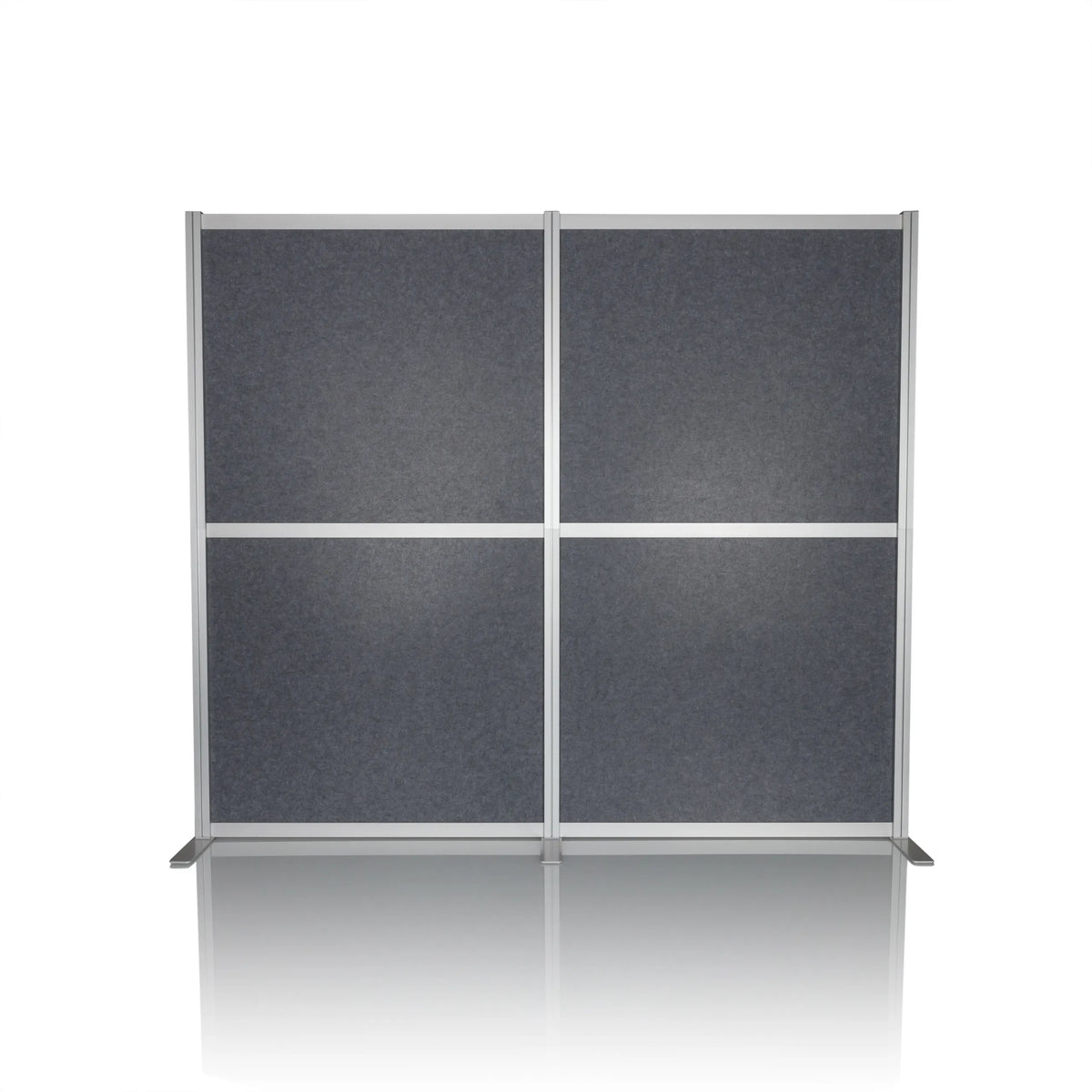 Cloison de séparation FLEXMIUT MODUL grise avec cadre en aluminium et pieds de support de hjh OFFICE – vue à 360° (vue de face 0°)