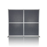 Cloison de séparation FLEXMIUT MODUL grise avec cadre en aluminium et pieds de support de hjh OFFICE – vue à 360° (vue de face 0°)