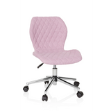 Chaise pivotante pour des enfants JOY II rose avec aspect capitonné et base à cinq roulettes de hjh OFFICE – vue à 360° (vue de face 20°)