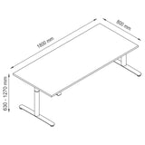 Dessin technique du bureau XDLR 19 G de 1800 x 800 mm de hjh OFFICE PRO
